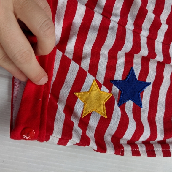 VINTAGE girls red striped nautical romper overalls - Picture 4 of 6